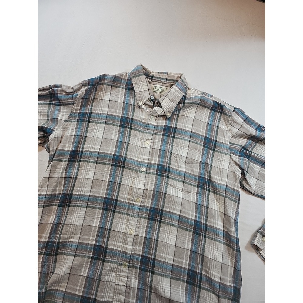 L.L. Bean Northwoods Flannel Shirt Mens Large Plaid Button Front Long Sleeve